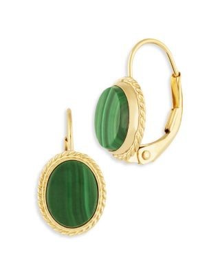 Bloomingdale's Fine Collection Malachite Drop Earrings in 14K Yellow Gold