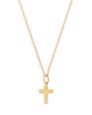 Bloomingdale's Fine Collection Children's Small Cross Pendant Necklace in 14K Yellow Gold, 14
