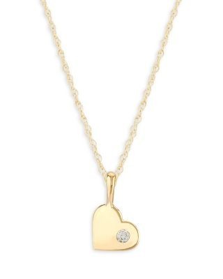 Bloomingdale's Fine Collection Children's Diamond Heart Pendant Necklace in 14K Yellow Gold, 14