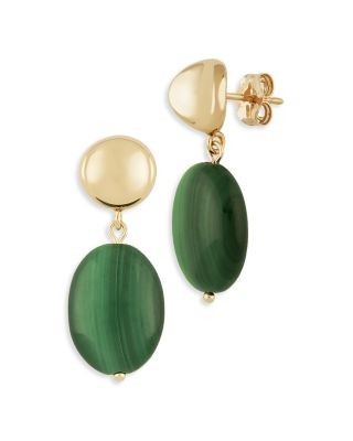 Bloomingdale's Fine Collection Malachite Drop Earrings in 14K Yellow Gold
