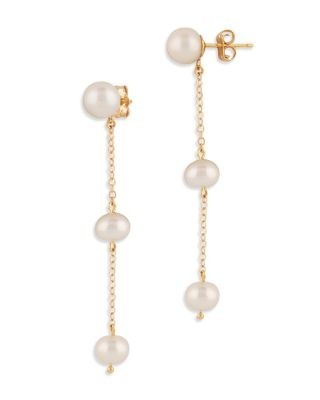 Bloomingdale's Fine Collection Cultured Freshwater Pearl Linear Drop Earrings in 14K Yellow Gold