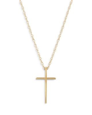 Bloomingdale's Fine Collection Children's Polished Cross Pendant Necklace in 14K Yellow Gold, 14