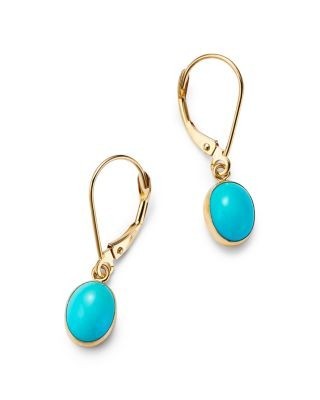 Bloomingdale's Fine Collection Turquoise Drop Earrings in 14K Yellow Gold