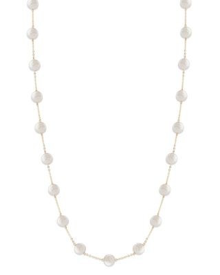 Bloomingdale's Fine Collection Cultured Freshwater Coin Pearl Station Necklace in 14K Yellow Gold, 18