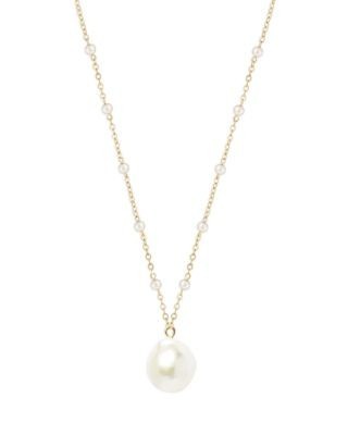 Bloomingdale's Fine Collection Freshwater & Baroque Pearl Drop Necklace in 14K Yellow Gold, 16