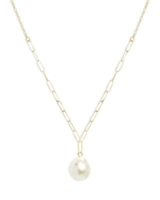 Bloomingdale's Fine Collection Baroque Pearl Rope & Paperclip Necklace in 14K Yellow Gold, 16