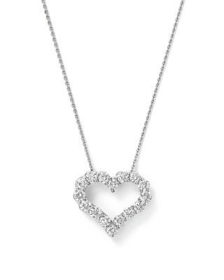 Diamond Heart Pendant Necklace in 14K White Gold, 0.50 tcw