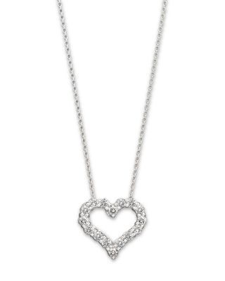 Diamond Heart Pendant Necklace in 14K White Gold, 0.25 tcw