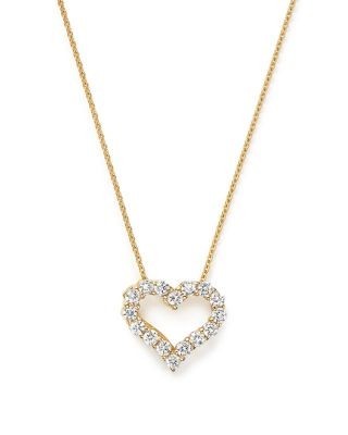 Diamond Heart Pendant Necklace in 14K Yellow Gold, .25 tcw