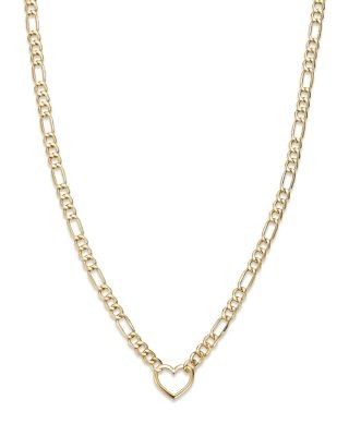 Bloomingdale's Fine Collection Open Heart Figaro Link Chain Necklace in 14K Yellow Gold, 18