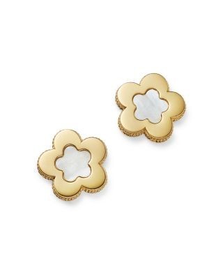 Bloomingdale's Fine Collection Mother of Pearl Flower Stud Earrings in 14K Yellow Gold