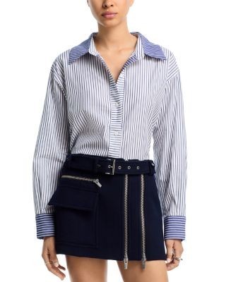 Aqua Contrast Stripe Button Up Shirt - Exclusive