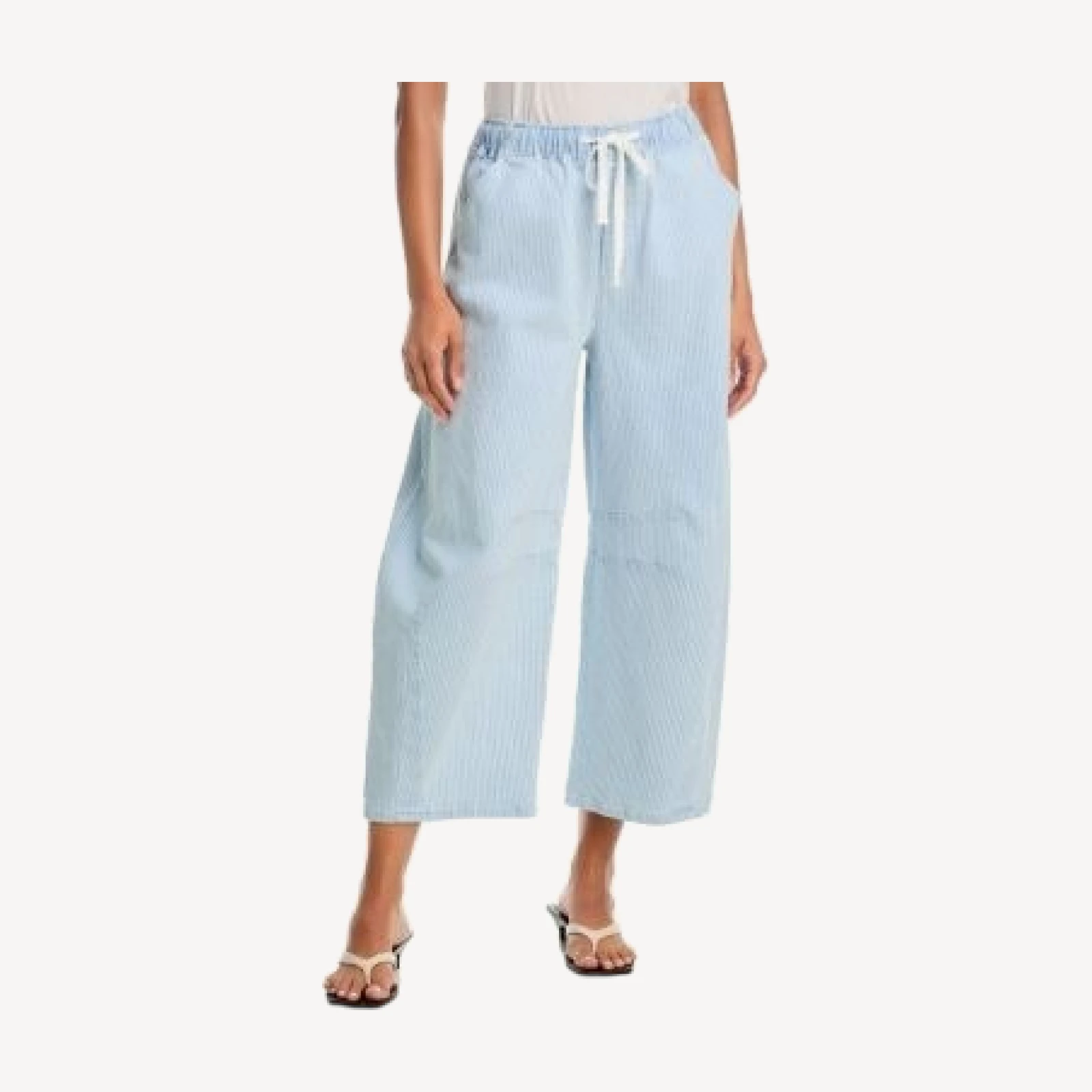 Aqua Railroad Striped Barrel Leg Pants - Exclusive