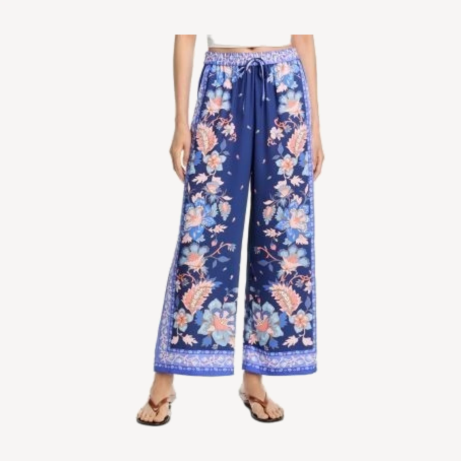 Aqua Scarf Wide Leg Drawstring Pants - Exclusive