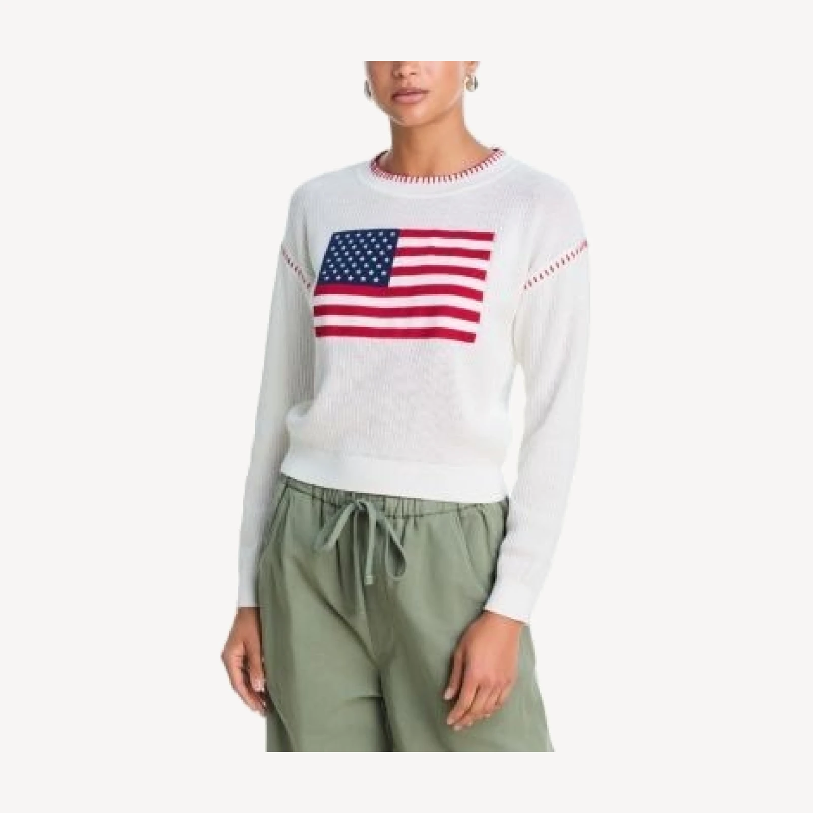 Aqua Whipstitch Flag Sweater - Exclusive