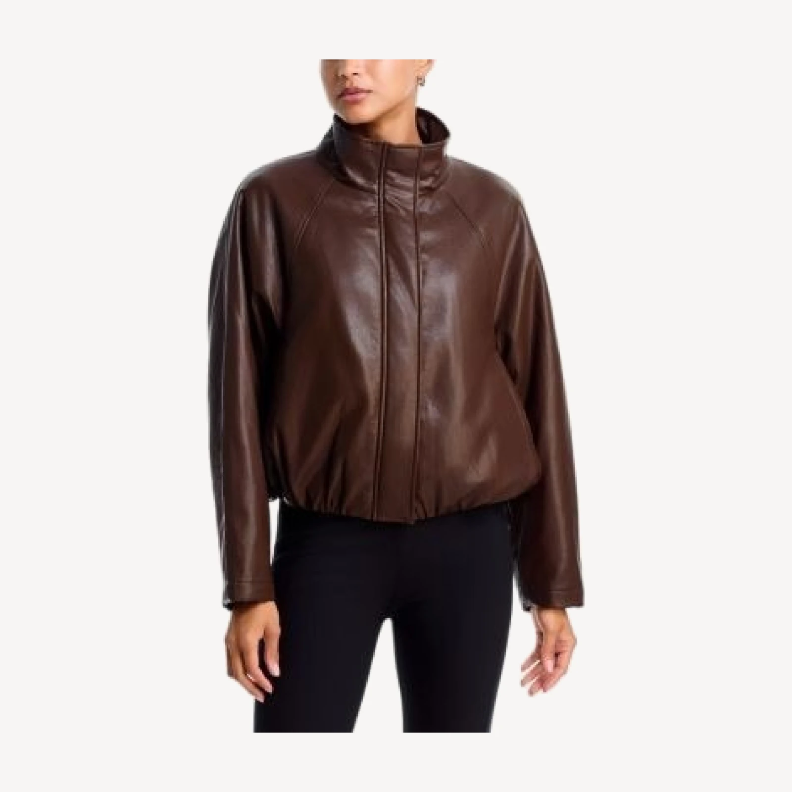 Aqua Faux Leather Bomber Jacket - Exclusive