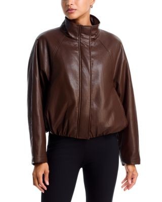 Aqua Faux Leather Bomber Jacket - Exclusive