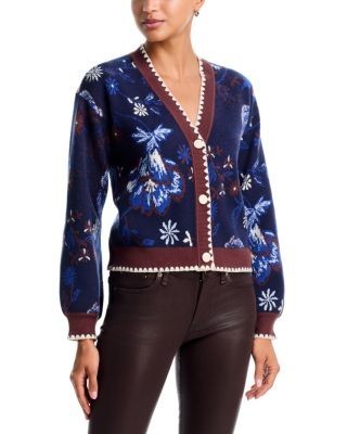 Aqua Jacquard Embroidered Border Cardigan - Exclusive