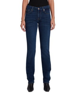 7 For All Mankind Kimmie Mid Rise Straight Leg Jeans in Rinsed Indigo