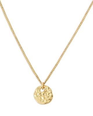 Allsaints Hammered Coin Pendant Necklace in Gold Tone, 17-19
