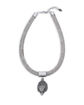 Kurt Geiger London Shimmer Mesh Rope Eagle Collar Necklace, 16
