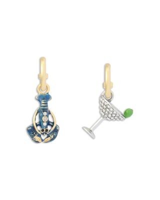 Kurt Geiger London Lobster & Martini Mismatch Charm Hoop Earrings