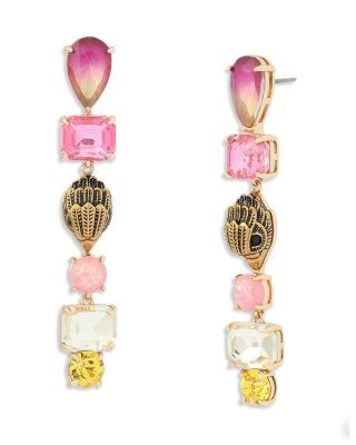 Kurt Geiger London Signature Eagle Stone Linear Drop Earrings