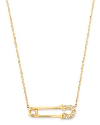 Bloomingdale's Fine Collection Diamond Safety Pin Pendant Necklace in 14K Yellow Gold, 0.10 tcw
