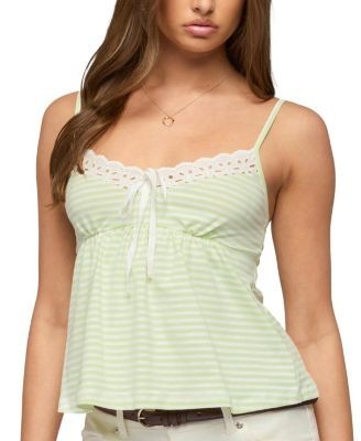 Edikted Cindee Contrast Striped Babydoll Tank Top