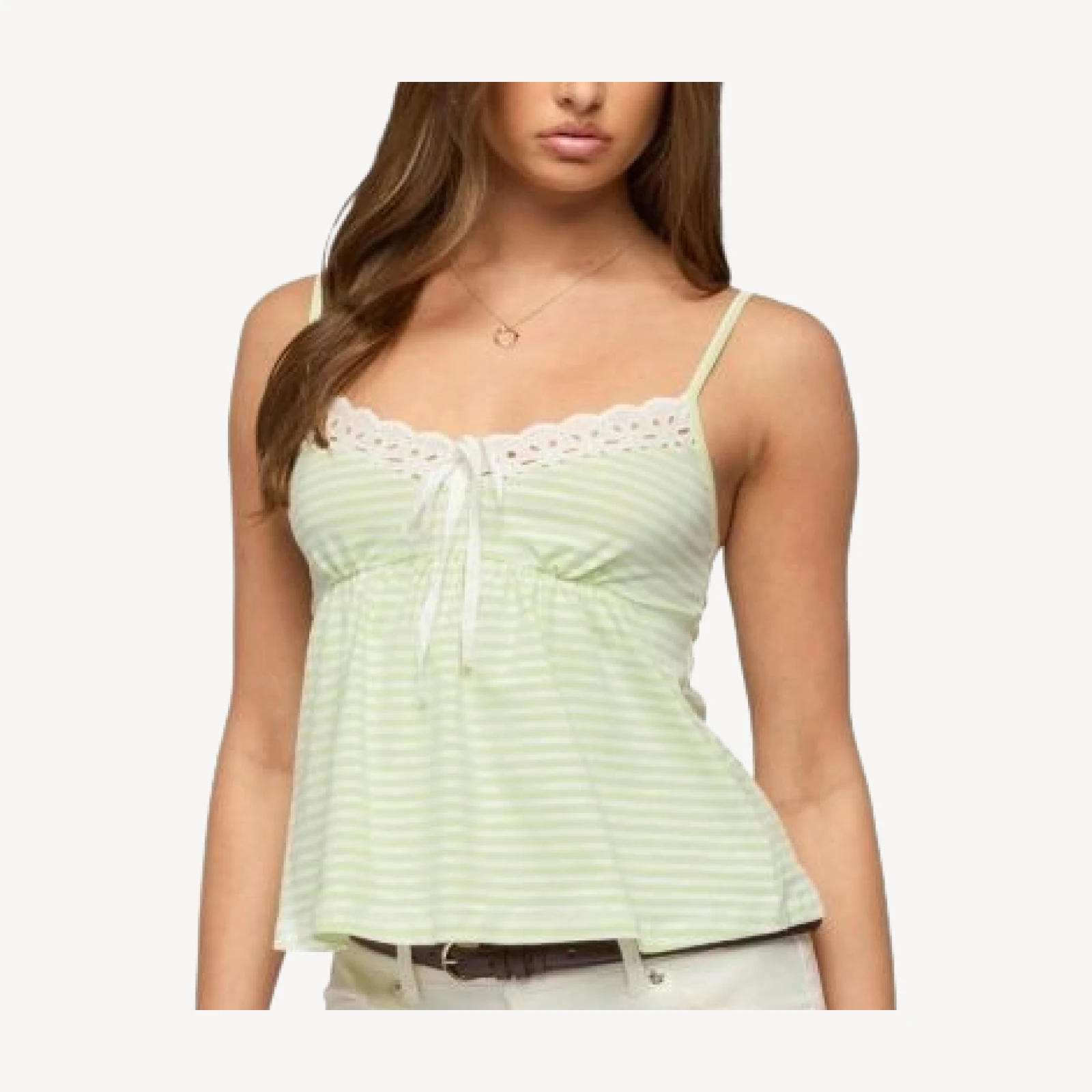 Edikted Cindee Contrast Striped Babydoll Tank Top