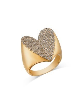 Bloomingdale's Fine Collection 14K Yellow Gold Diamond Pave Heart Ring, 0.66 tcw