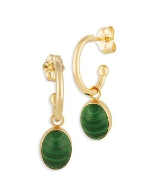 Bloomingdale's Fine Collection Malachite Drop Earrings in 14K Yellow Gold
