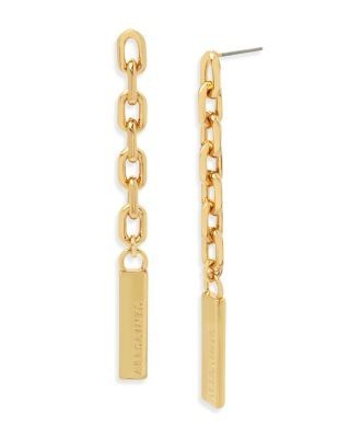 Allsaints Logo Etched Chain Link Linear Drop Earrings