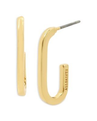 Allsaints Small Open Oval Hoop Earrings in Silver Tone or Gold Tone