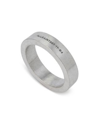 Allsaints Logo Band Ring in Sterling Silver
