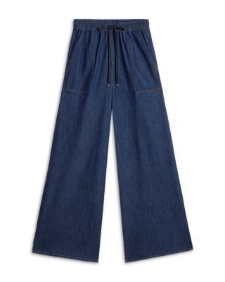 7 For All Mankind Utility High Rise Pull On Wide Leg Jeans in Halona