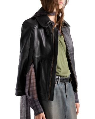 7 For All Mankind Leather Cape Jacket