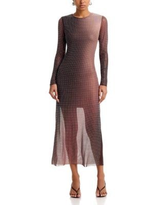 Aqua Crystal Mesh Maxi Dress - Exclusive