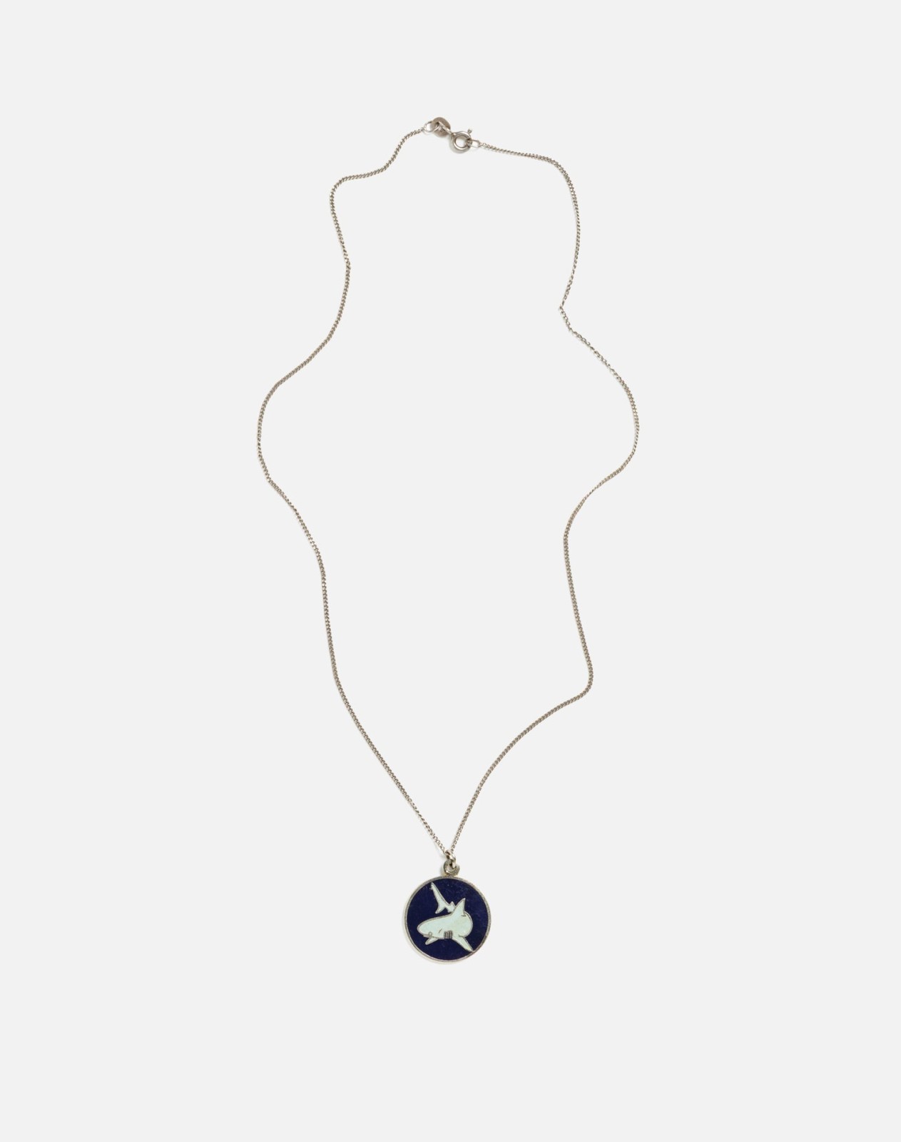 RE/DONE Vintage | 70s Enamel Shark Pendant on Sterling Chain- #4 | Vintage Necklaces