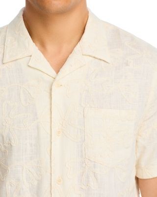 Vince Embroidered Floral Short Sleeve Cabana Shirt