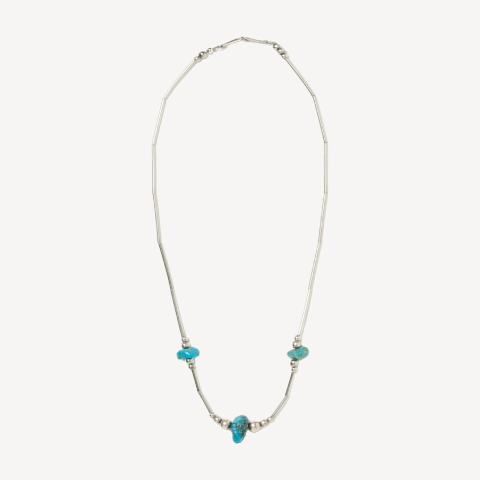 RE/DONE Vintage | 70s Liquid Silver and Turquoise Choker Necklace | Vintage Necklaces