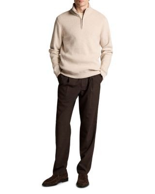 Vince Brushed Waffle Cotton Blend Quarter Zip Sweater