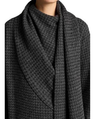 Vince Wool & Cashmere Draped Scarf Houndstooth Sweater