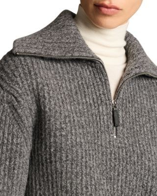 Vince Wool Cashmere Sailor Collar Half Zip Sweater