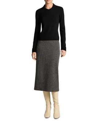 Vince High V Neck Polo Long Sleeve Top