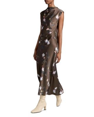 Vince Lily Vine Draped Funnel Neck Dress