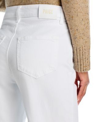 Paige Anessa Raw Hem High Rise Cropped Wide Leg Jeans in Crisp White