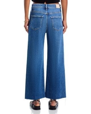 Paige Anessa High Rise Raw Hem Wide Leg Jeans in Westminster Distressed