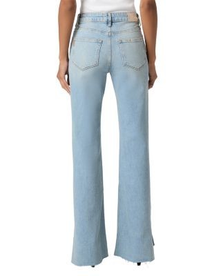 Paige Sofia Braided Patch Pocket Mid Rise Flare Leg Jeans in Montebello