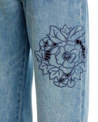 Paige Rylann High Rise Ankle Straight Jeans in Sail On Embroidered
